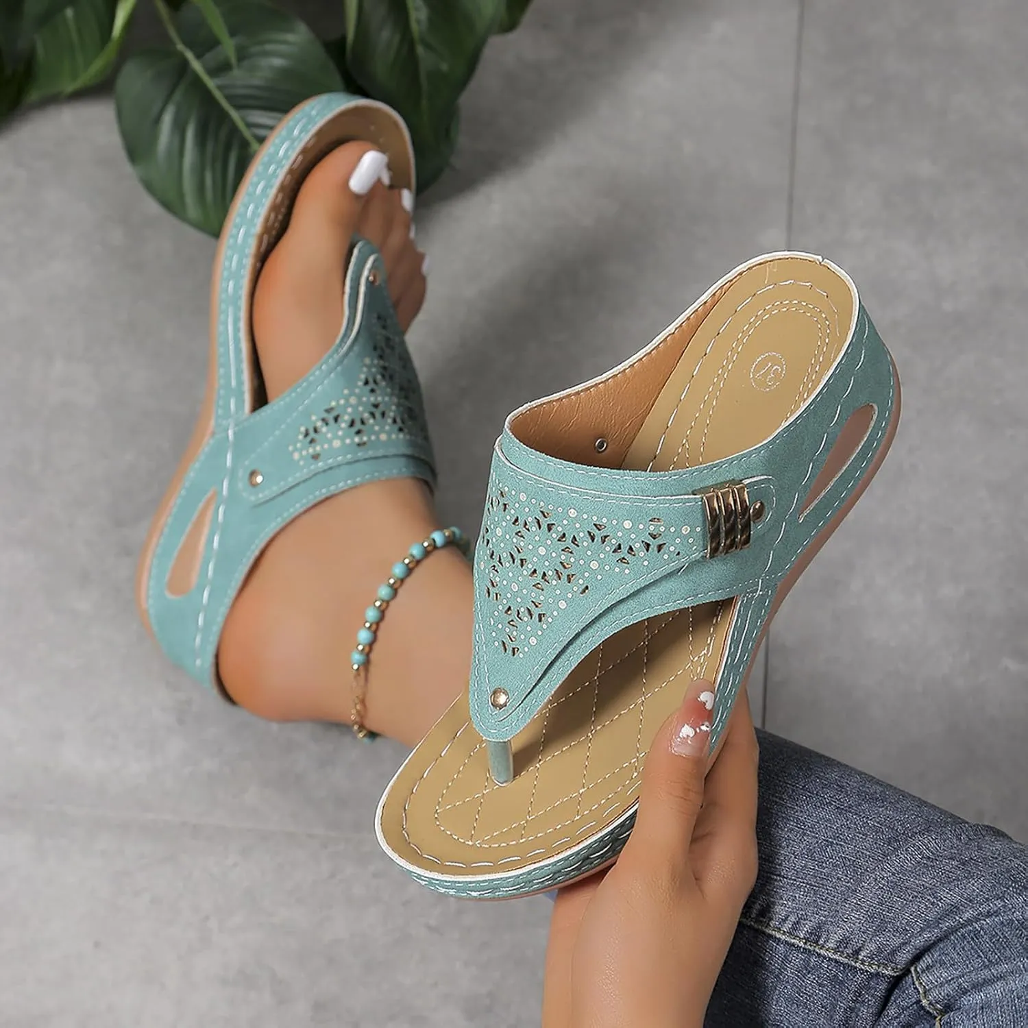 2025 Women'S Summer Sandals:Orthopedic Arch Support Wedge&Platform Heels,Beach/Resort Comfort Dressy/Casual Walkin Shoes