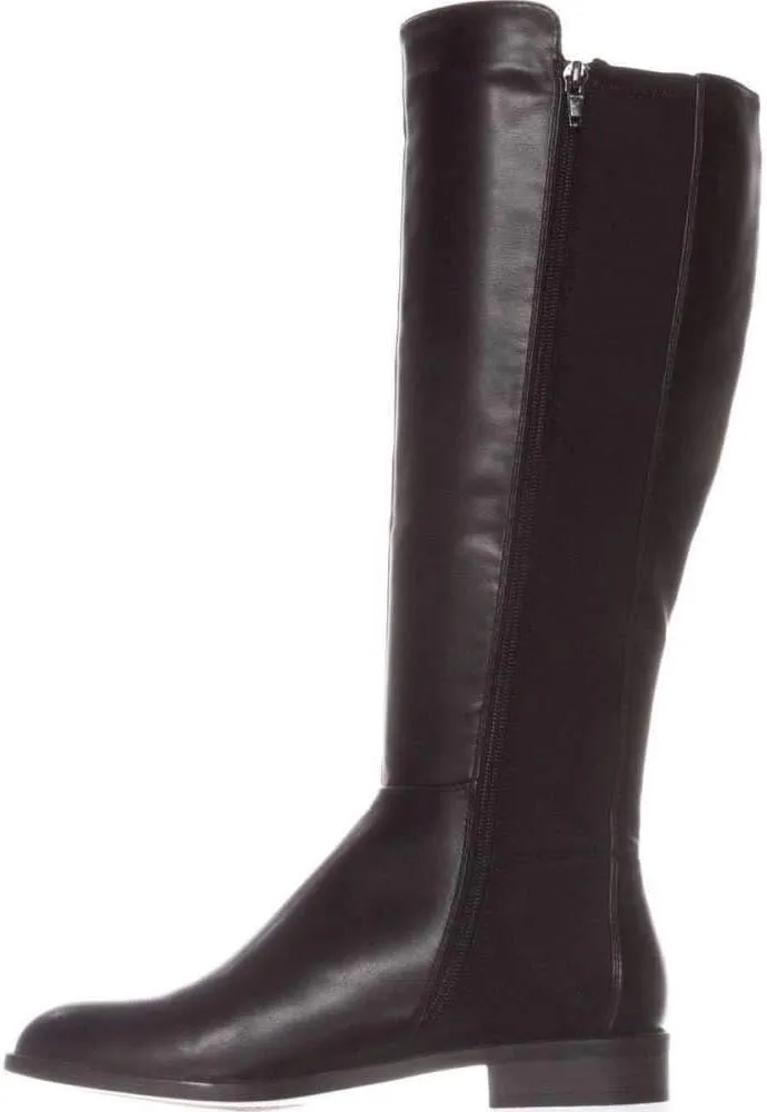 Alfani Womens pippaa Almond Toe Knee High Fashion Boots, Black Leather, Size 5.0