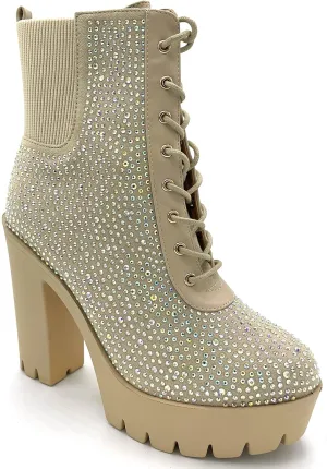 Bella Luna Women Rhinestone Ankle Fashion Boots