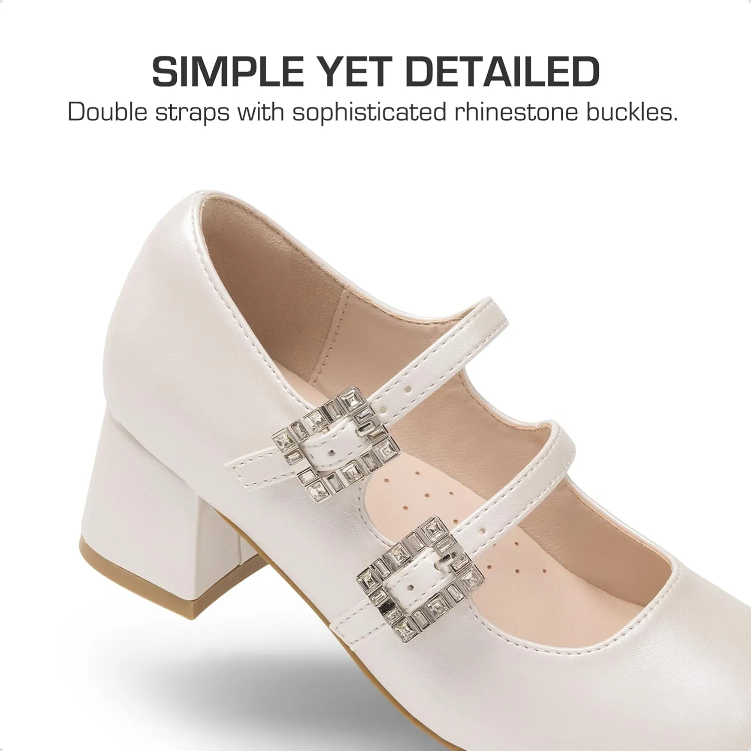 DREAM PAIRS Girls Dress Shoes Mary Jane Double Straps High Heel Easter Wedding Party Church Princess Communion Pumps for Little/Big Kids