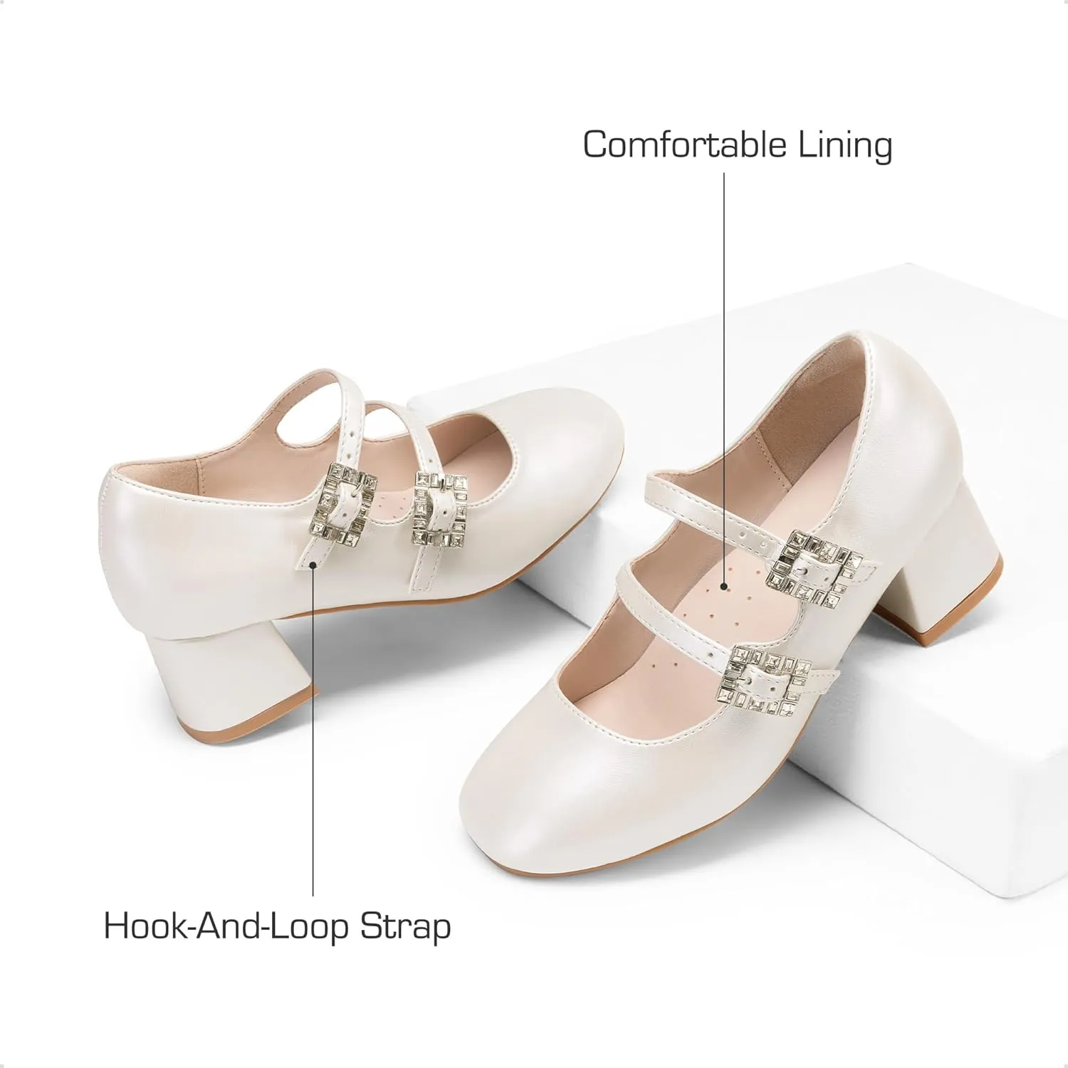 DREAM PAIRS Girls Dress Shoes Mary Jane Double Straps High Heel Easter Wedding Party Church Princess Communion Pumps for Little/Big Kids