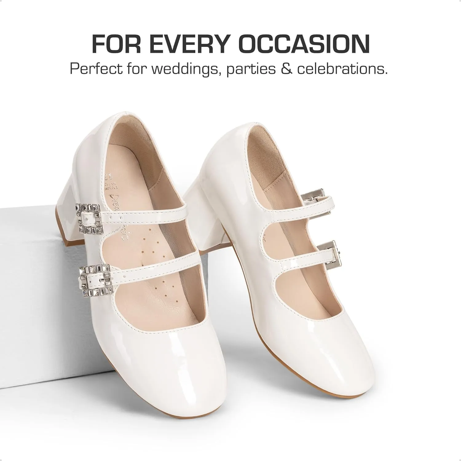 DREAM PAIRS Girls Dress Shoes Mary Jane Double Straps High Heel Easter Wedding Party Church Princess Communion Pumps for Little/Big Kids