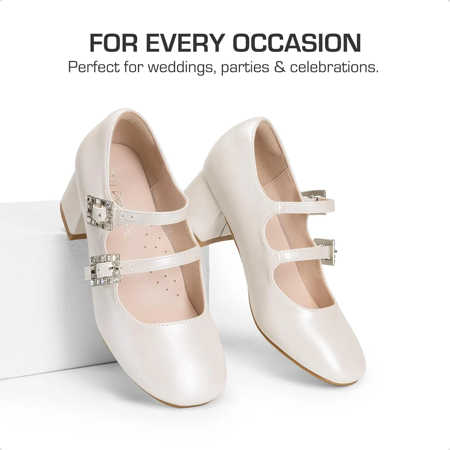 DREAM PAIRS Girls Dress Shoes Mary Jane Double Straps High Heel Easter Wedding Party Church Princess Communion Pumps for Little/Big Kids