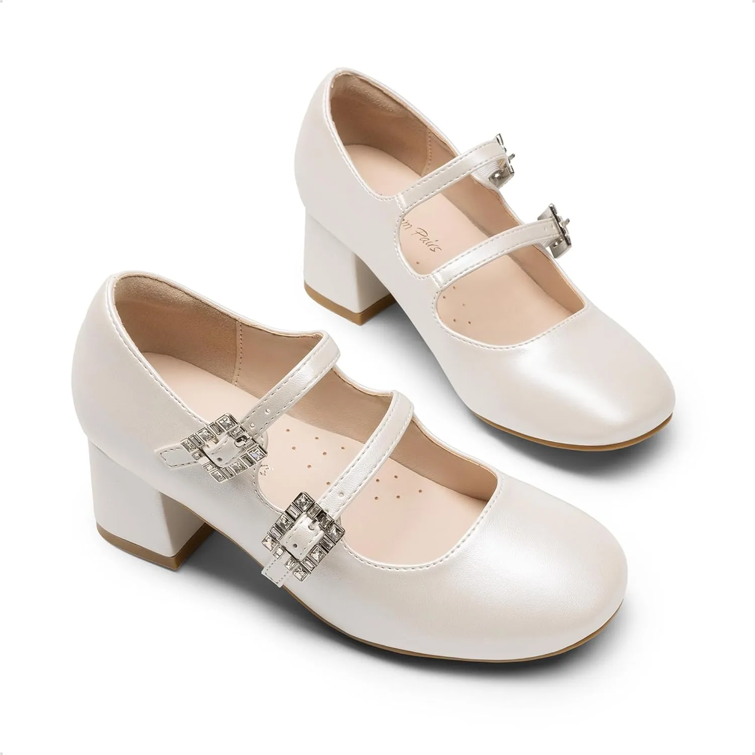 DREAM PAIRS Girls Dress Shoes Mary Jane Double Straps High Heel Easter Wedding Party Church Princess Communion Pumps for Little/Big Kids