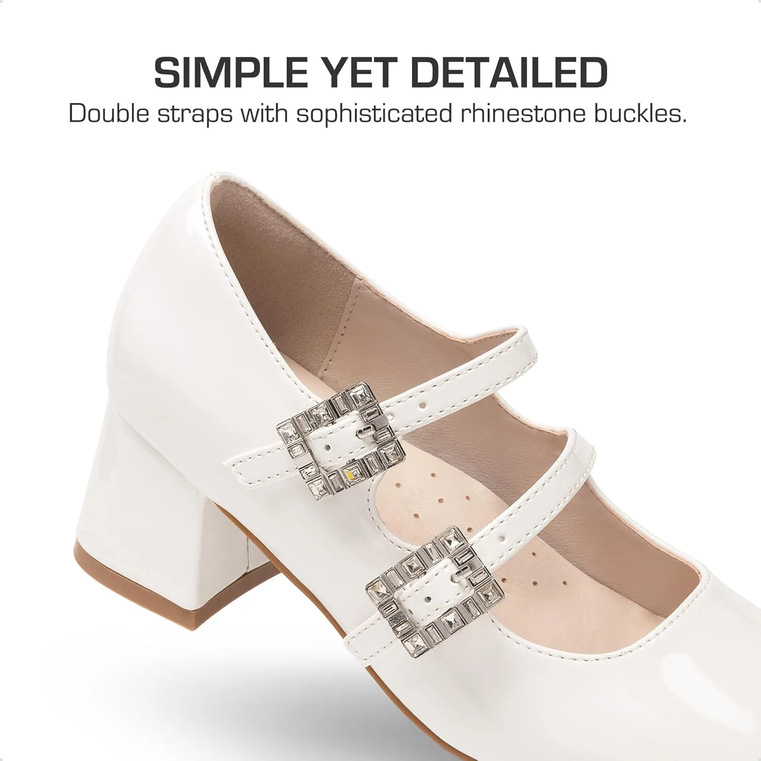 DREAM PAIRS Girls Dress Shoes Mary Jane Double Straps High Heel Easter Wedding Party Church Princess Communion Pumps for Little/Big Kids