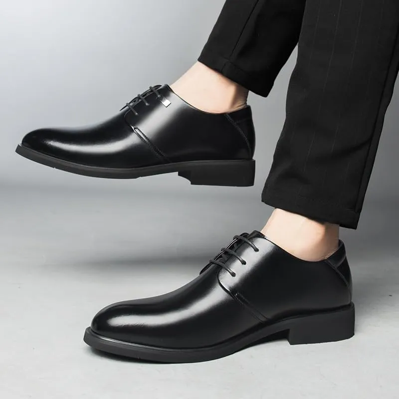 Elegant Office Formal Dress Shoes Fashionable Height Increase Black Leather Shoes Men's Luxury Formal Business Oxfords