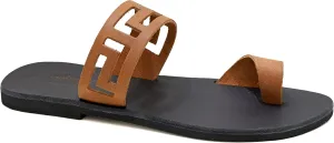 Emmanuela Ancient Greek Handmade Leather Flat Toe Ring Sandals, Quality Slide on Strappy Sandals, Quality Slide on Summer Shoes for Women, Open Toe Sliders, Boho Chic Mules