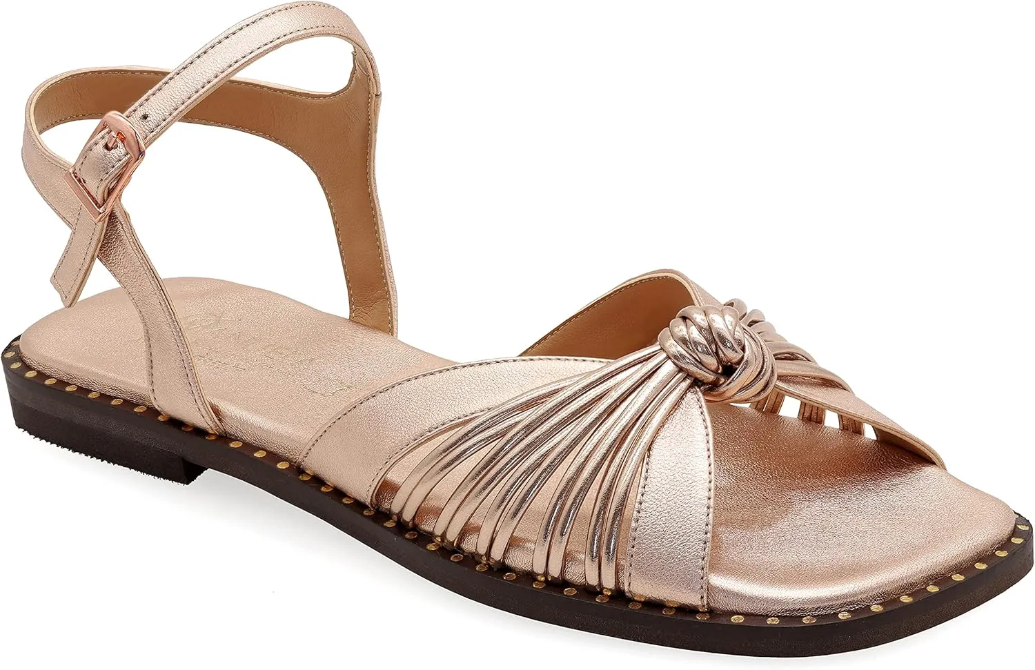 Emmanuela Comfortable Leather Flat Sandals, Quality Greek Style Ankle Strap Dressy Sandals, Gladiator Open Toe Strappy Sandals, Boho Chic Wedding