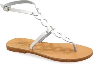 Emmanuela Greek Handmade Leather Flat Thong Sandals, Quality Ankle Cuff Summer Shoes for Women, Split Toe Strappy Sandals, Boho Chic with Adjustable Buckle Strap