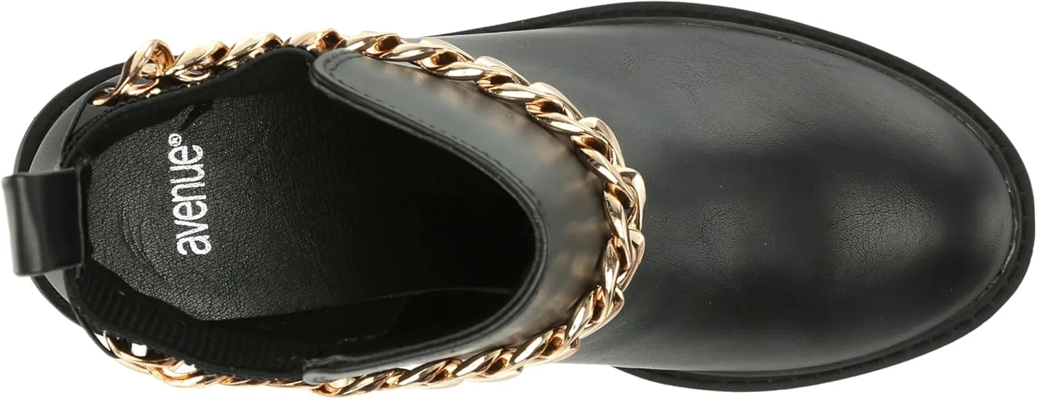 EVANS Women's Wide Fit Amelia Faux Leather Chain Ankle Boot