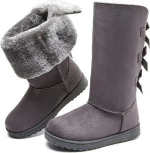 Eydram Women's Mid-Calf Winter Snow Boots Warm Fur Boots Wide Calf Slip on Fashion Boots