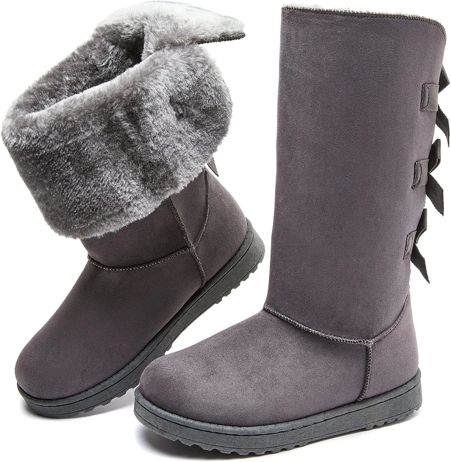 Eydram Women's Mid-Calf Winter Snow Boots Warm Fur Boots Wide Calf Slip on Fashion Boots