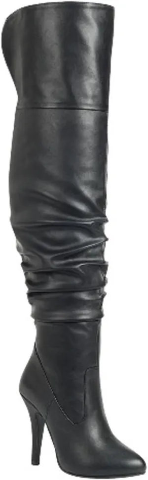 Forever Link Womens Focus-33 Black Vegan Leather Over The Knee Fashion Boots