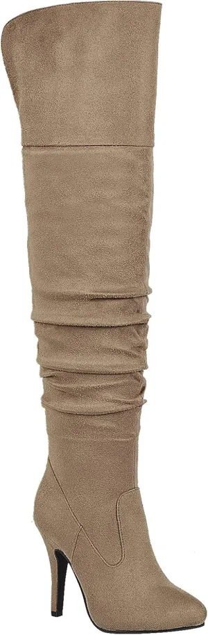 Forever Link Womens Focus-33 Vegan Leather Over The Knee Fashion Boots