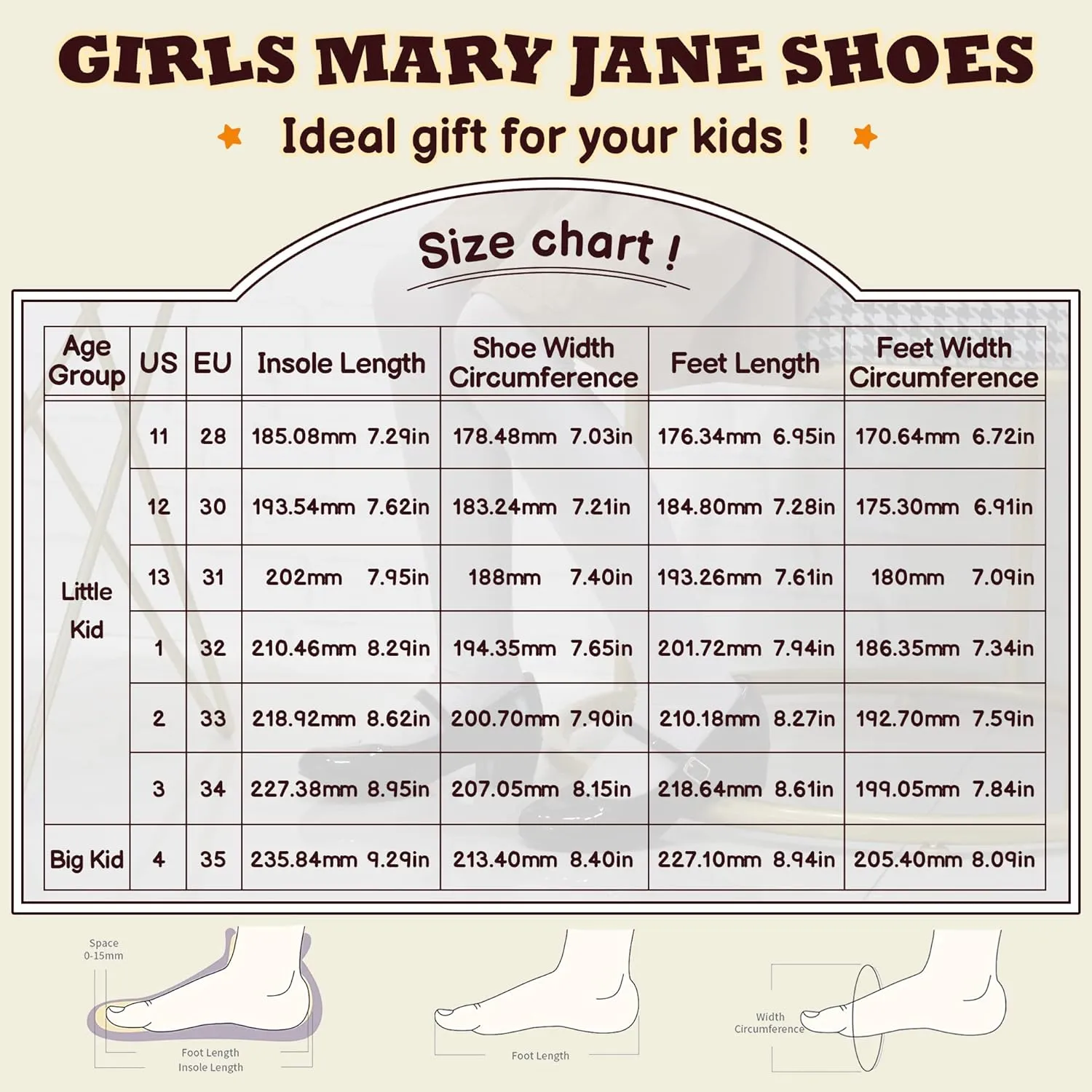 Girls Dress Shoes Mary Jane Shoes for Girls Low Heel Flower Girl Shoes for Wedding Party School Princess Shoes