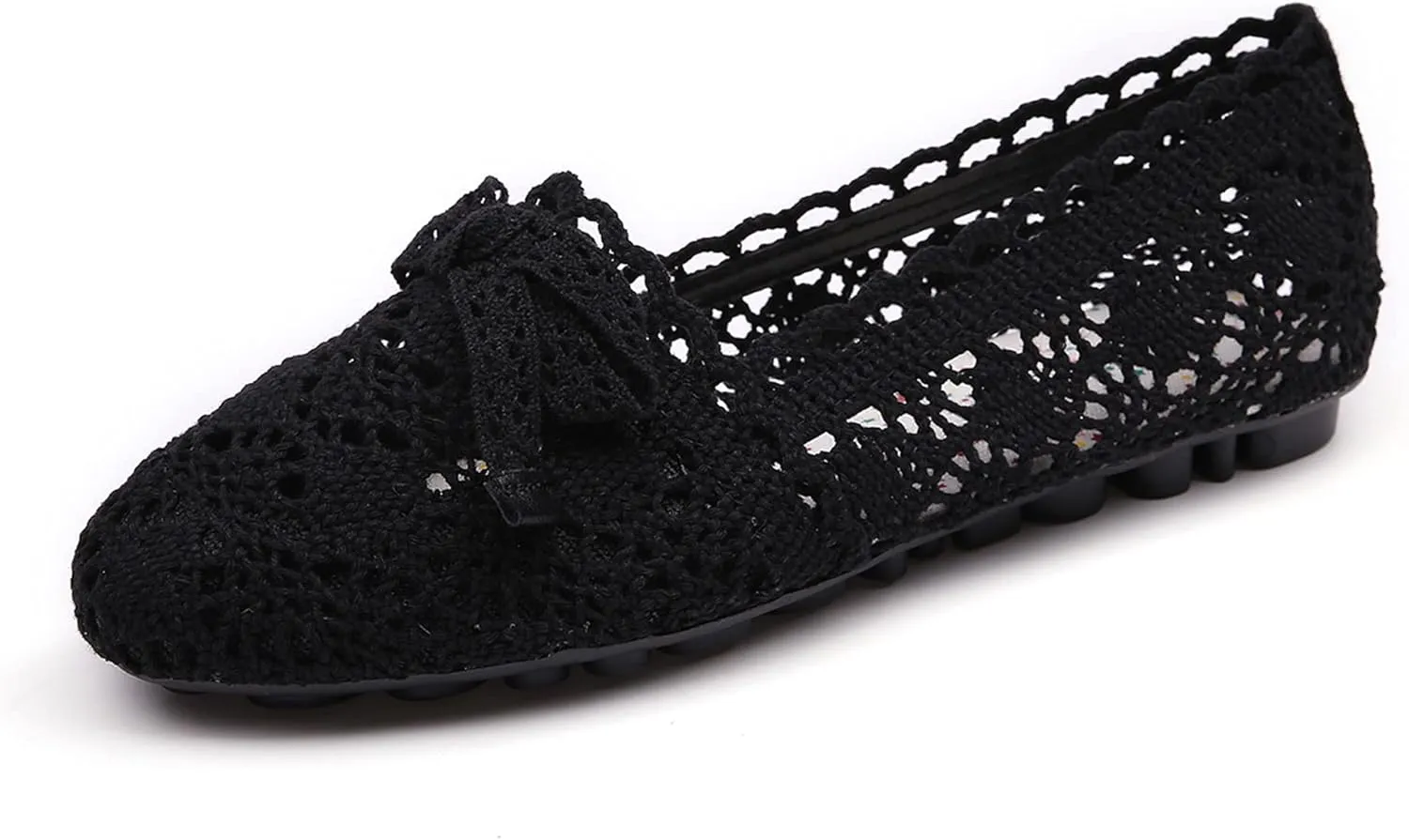 Hee grand Women's Slip On Ballet Flats Sweet Bow-Knot Lace Flat Shoes Soft Comfort Walking Shoes