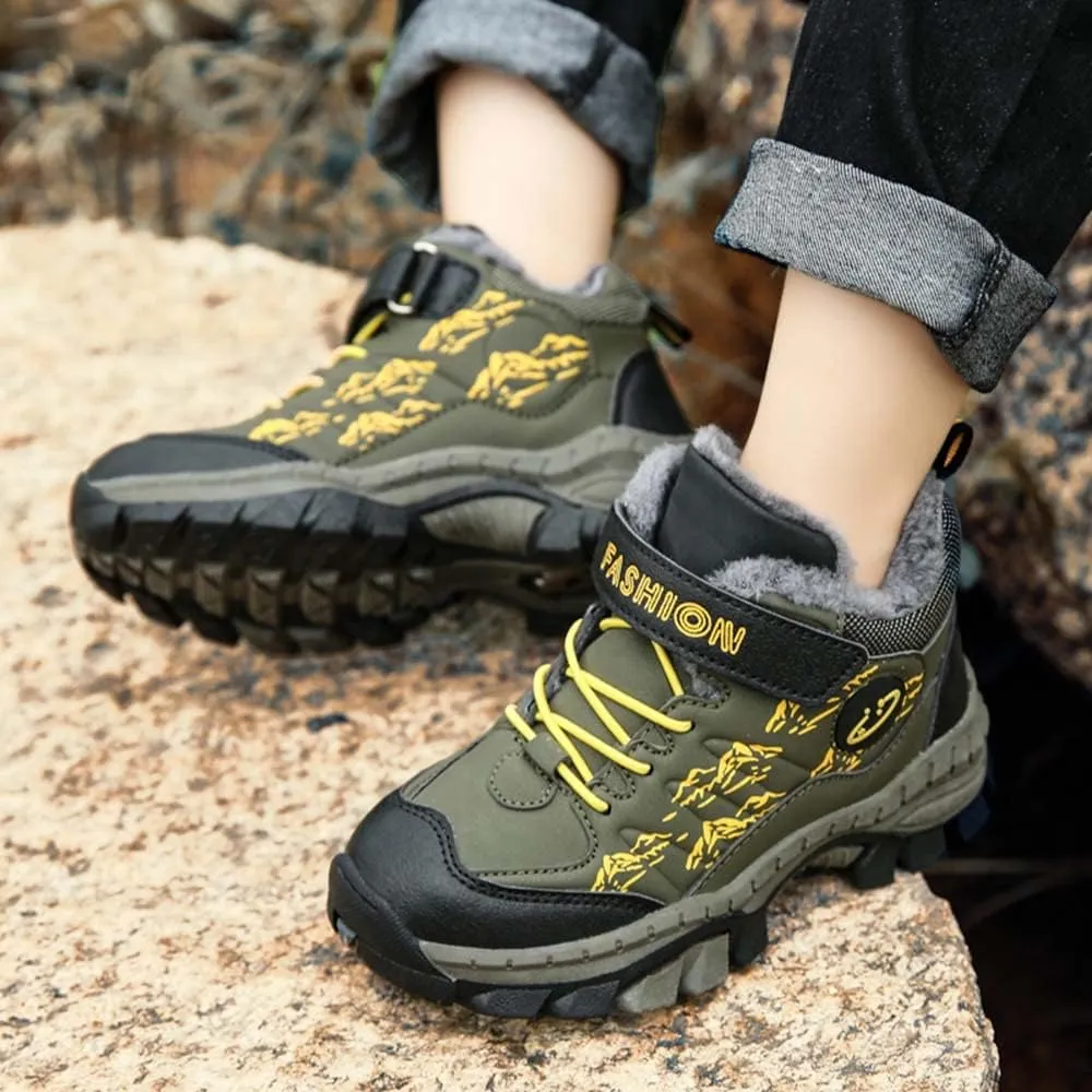 HESBITEUL Kids Snow Boots Boys Girls Winter Warm Waterproof Outdoor Slip Resistant Cold Weather Unisex ShoesCold Weather Warm Sneaker