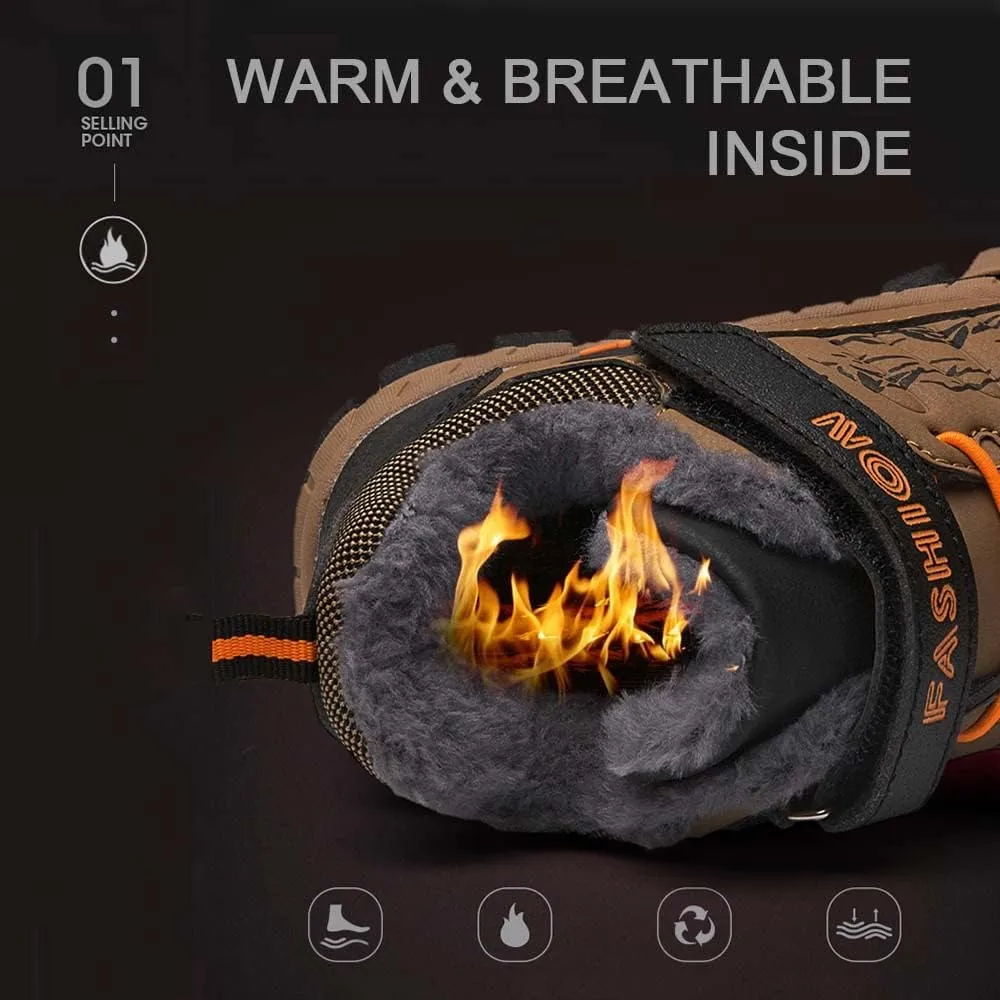 HESBITEUL Kids Snow Boots Boys Girls Winter Warm Waterproof Outdoor Slip Resistant Cold Weather Unisex ShoesCold Weather Warm Sneaker