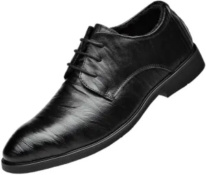 Italian Black Formal Shoes for Men, Comfortable Warm Plush Formal Loafers, Patent Leather Oxford Shoes, Lace-Up Wedding Dress Shoes