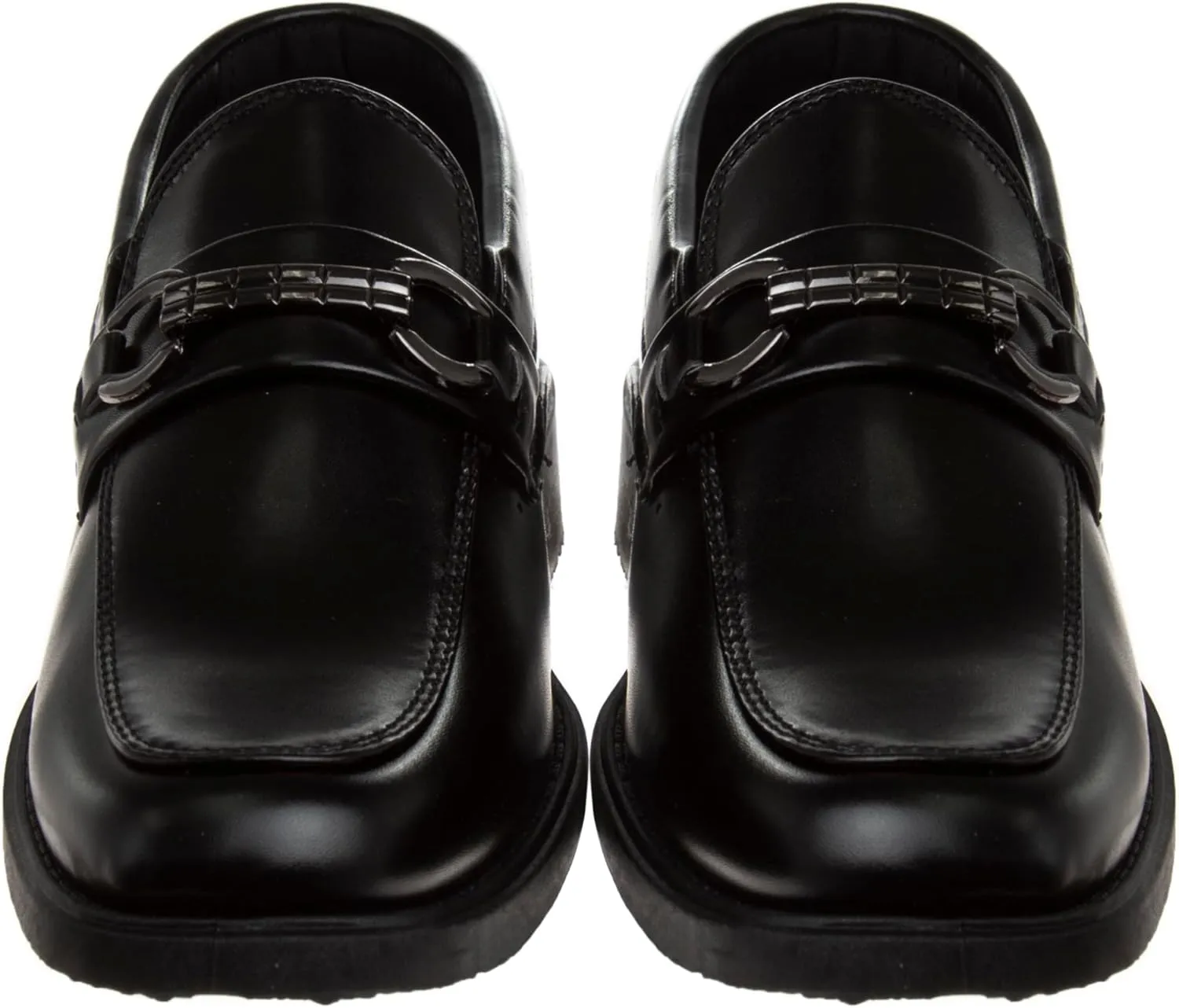 Josmo Boys Dress Shoes  Slip-On Comfort Uniform Oxford Loafer with Buckle Black and Brown (Big Kid/Little Kid) (Size 13-6)