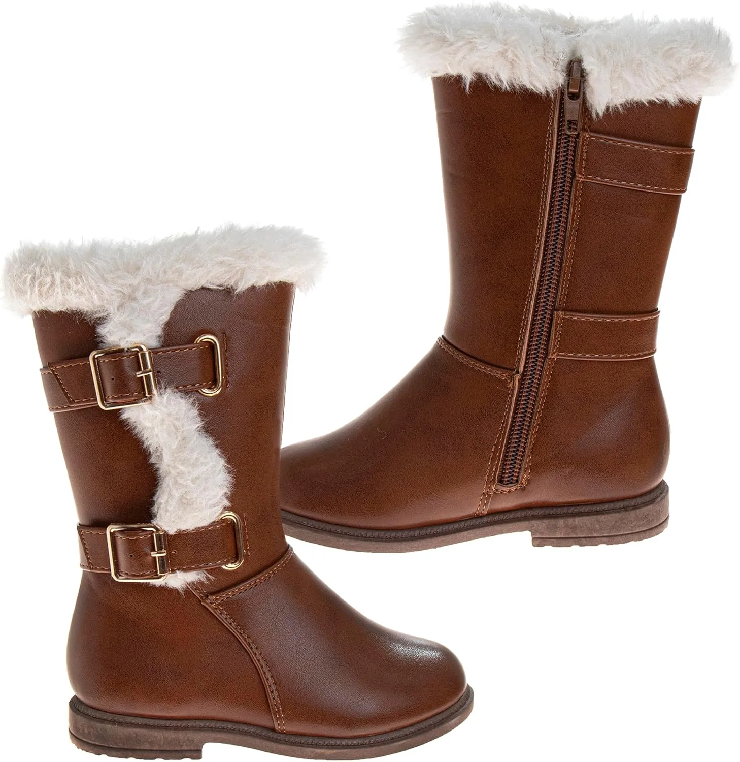 Josmo Kids Fashion Boots Girls - Comfort Strap Design Cozy Faux Fur Lining