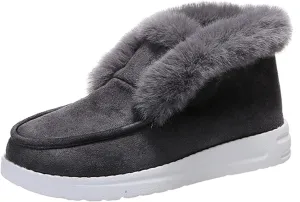 Ladmiple Snow Boots For Women 2023 Trendy Warm Fur Lined Winter Outdoor Short Ankle Booties Slip On Fashion Walking Shoes