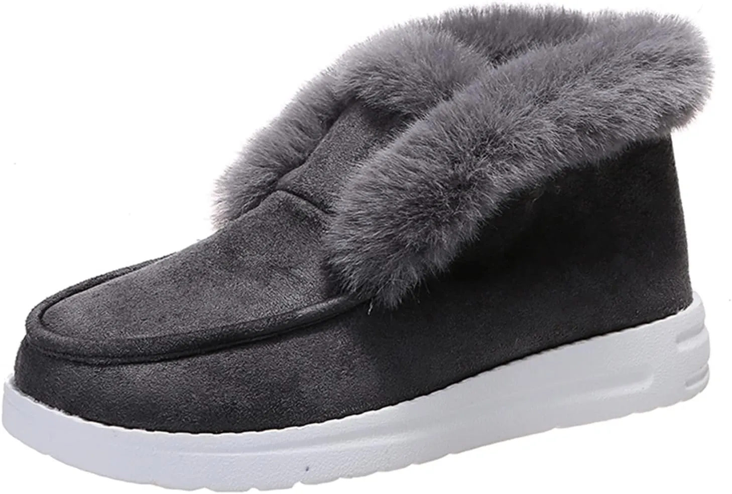 Ladmiple Snow Boots For Women 2023 Trendy Warm Fur Lined Winter Outdoor Short Ankle Booties Slip On Fashion Walking Shoes