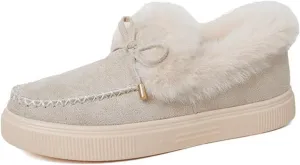 Lausiuoe Winter Fashion Boots For Women 2024 Snow Boots Winter Shoes with Fur Lined Warm Slip On Casual Fuzzy Ankle Booties