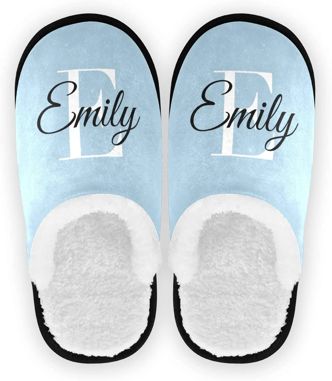 Light Blue Personalized Slippers for Women Men Custom Slippers House Shoes Travel Slippers with Anti Slip Sole Soft Lining for Hotel Indoor Outdoor