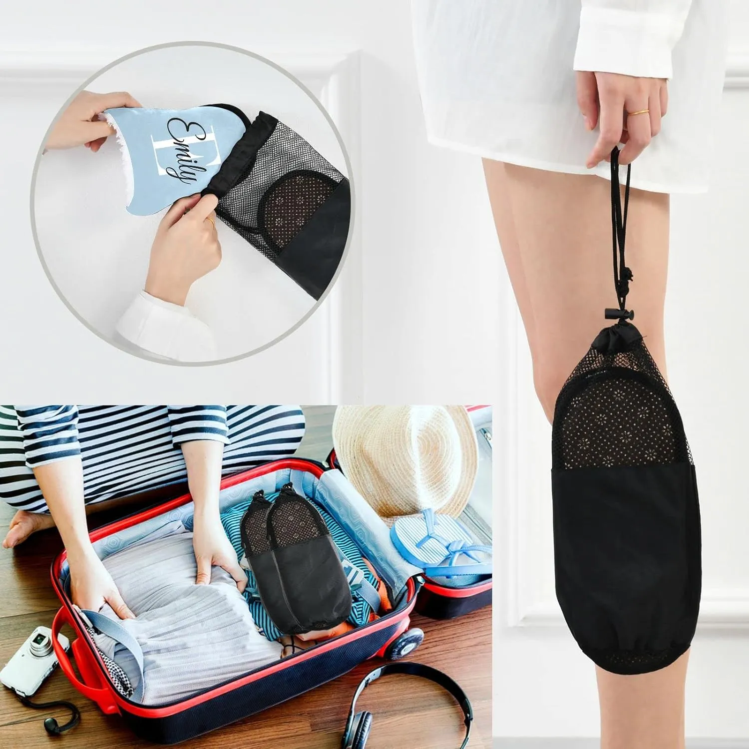 Light Blue Personalized Slippers for Women Men Custom Slippers House Shoes Travel Slippers with Anti Slip Sole Soft Lining for Hotel Indoor Outdoor