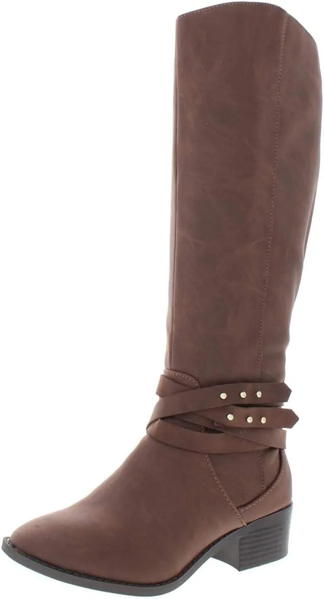 Material Girl Womens Damien Closed Toe Ankle Fashion Boots, Cognac, Size 7.0