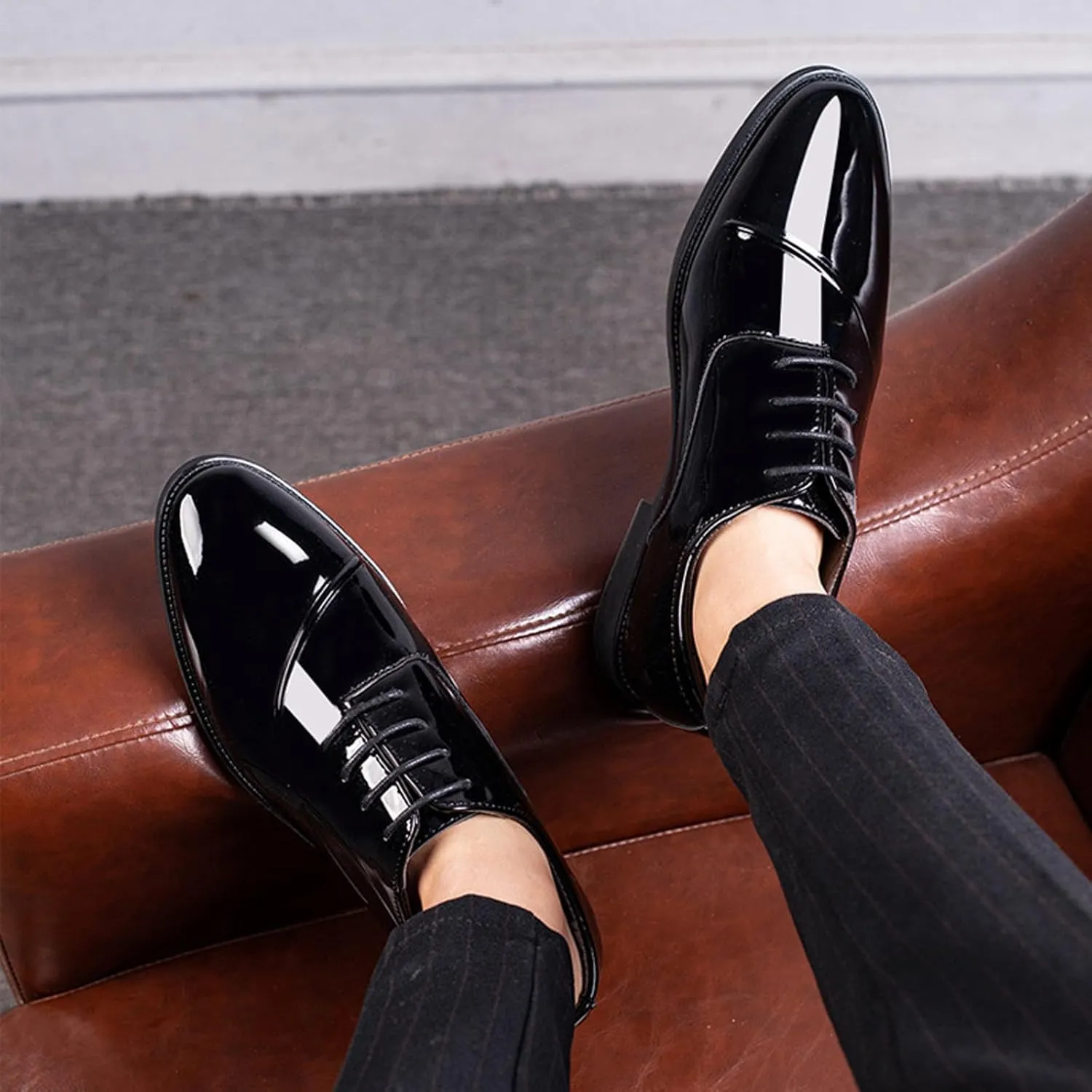 Mens Black Dress Shoes Fashion Lace up Work Office Business Shoe Formal Wedding Prom Footwears Oxford Tie Dressy Outfits