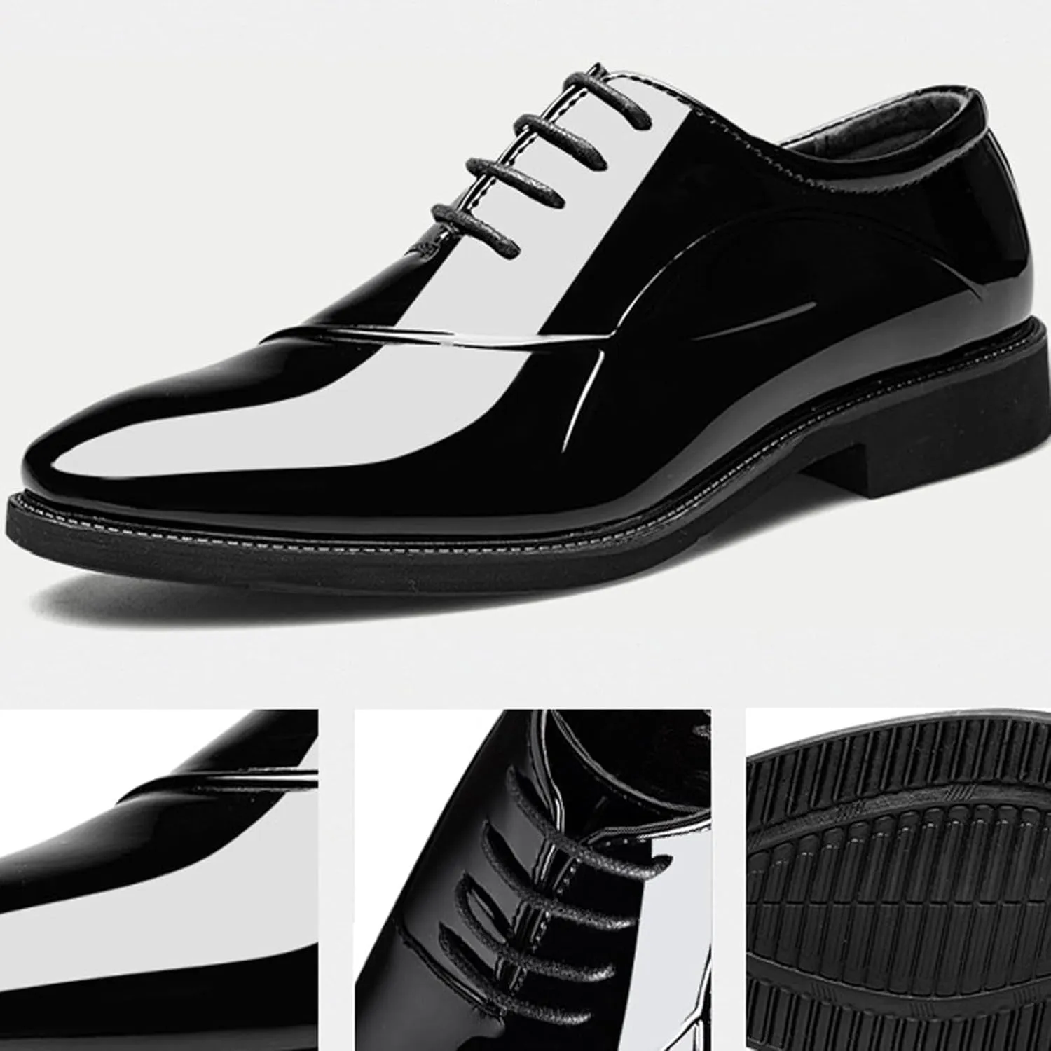 Mens Black Dress Shoes Fashion Lace up Work Office Business Shoe Formal Wedding Prom Footwears Oxford Tie Dressy Outfits
