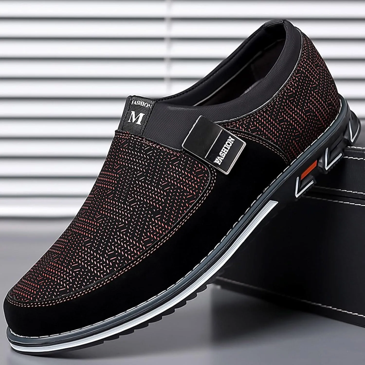 Mens Casual Formal Shoes Comfortable Non Slip Flat Walking Leather Shoes Slip on Business Formal Shoe Fashionable Dress Footwear Man Durable Work Office Shoe for Man Modern Suit Sneaker