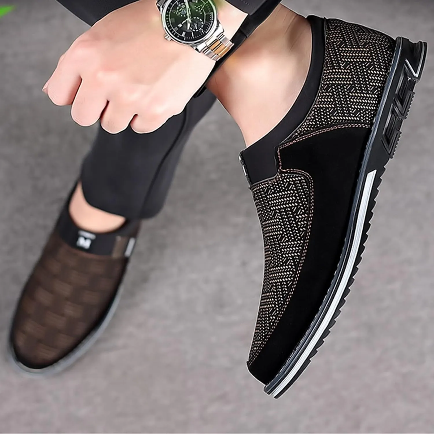 Mens Casual Formal Shoes Comfortable Non Slip Flat Walking Leather Shoes Slip on Business Formal Shoe Fashionable Dress Footwear Man Durable Work Office Shoe for Man Modern Suit Sneaker