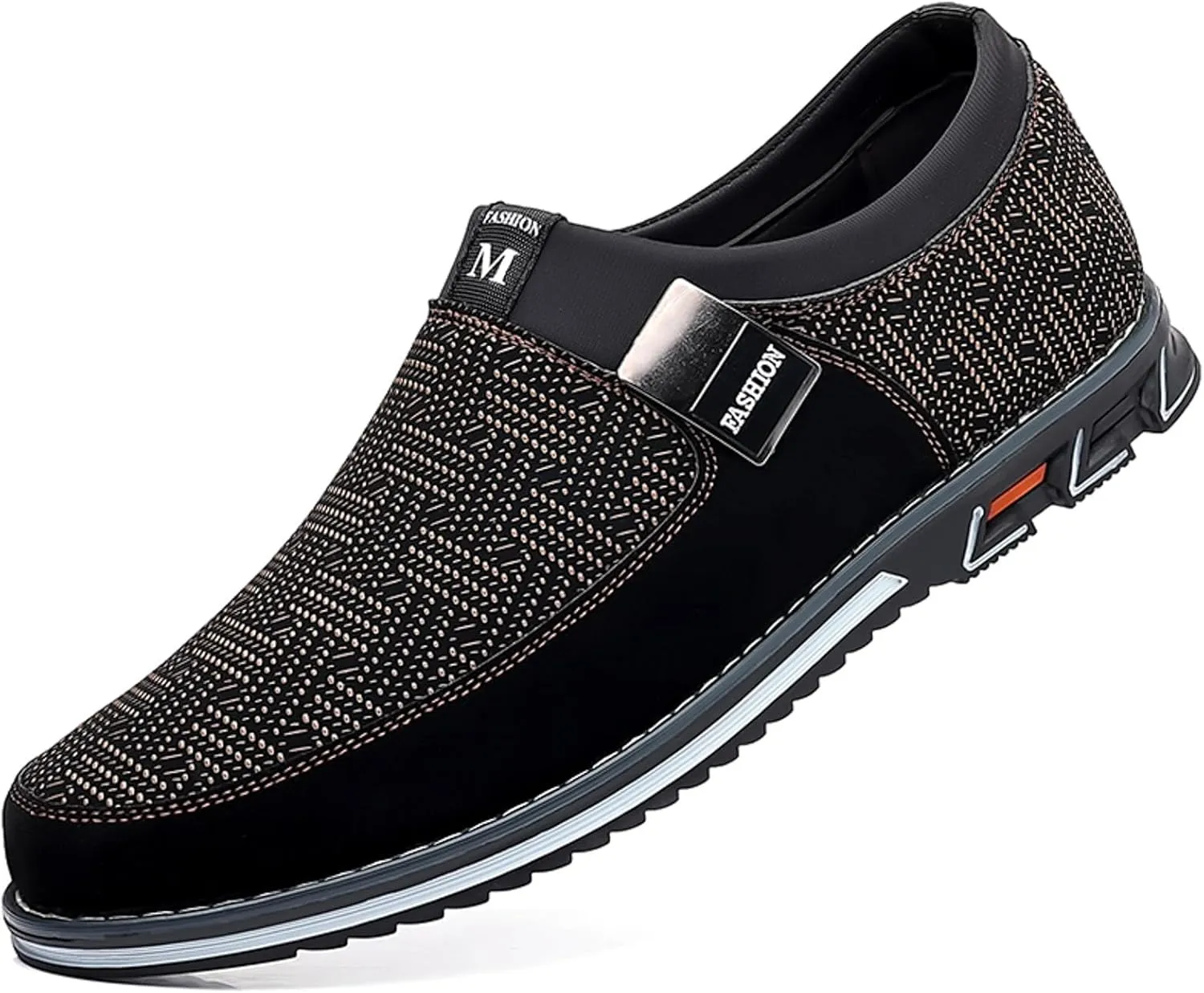 Mens Casual Formal Shoes Comfortable Non Slip Flat Walking Leather Shoes Slip on Business Formal Shoe Fashionable Dress Footwear Man Durable Work Office Shoe for Man Round Toe Sneaker