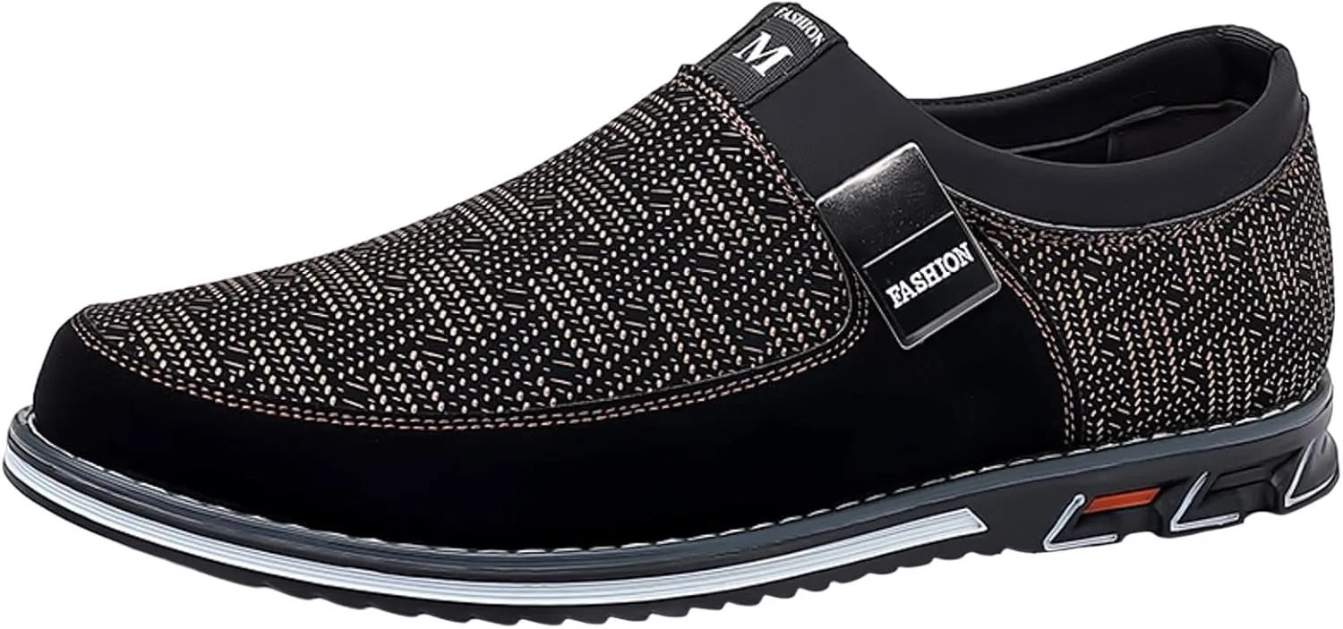 Mens Casual Formal Shoes Comfortable Non Slip Flat Walking Leather Shoes Slip on Business Formal Shoe Fashionable Dress Footwear Man Durable Work Office Shoe for Man Round Toe Sneaker