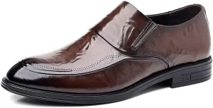 Men's Classic Slip On Dress Shoes Genuine Leather Shoes Fashion Formal Modern Formal Dress Shoes for Business Wedding(Brown,6.5)