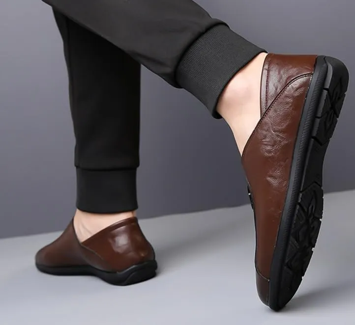 Men's Classic Slip On Dress Shoes Lightweight Comfortable Formal Dress Shoes for Formal Business Wedding Oxford Shoes(Brown,8.5)