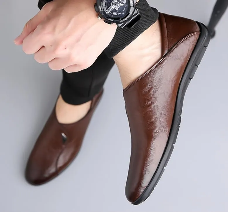 Men's Classic Slip On Dress Shoes Lightweight Comfortable Formal Dress Shoes for Formal Business Wedding Oxford Shoes(Brown,8.5)