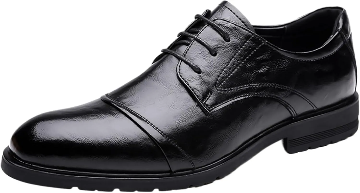 Men's Dress and Casual Leather Shoes Low-Cut Business Oxford Comfortable and Breathable Ideal for Office Events, Gentleman's Choice