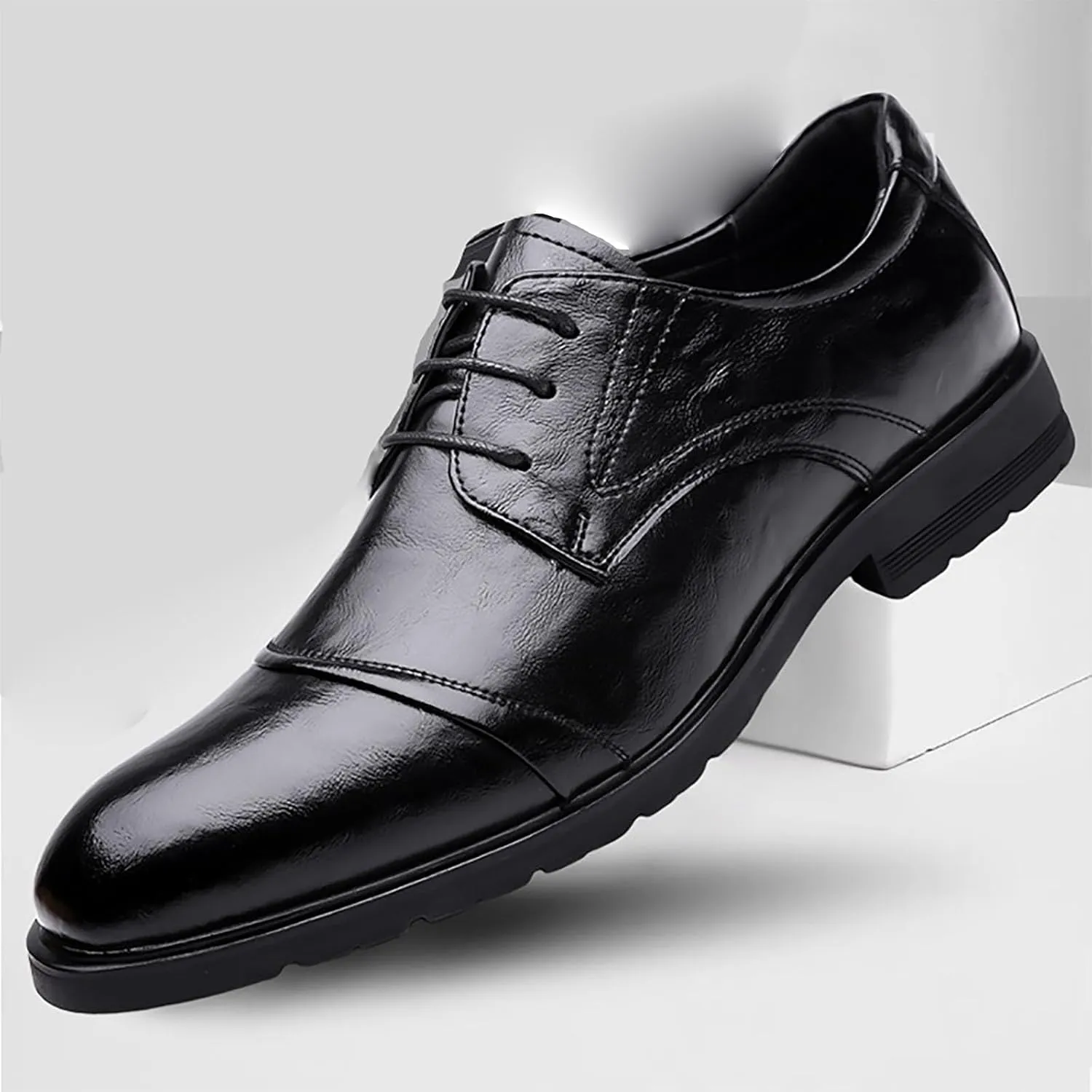 Men's Dress and Casual Leather Shoes Low-Cut Business Oxford Comfortable and Breathable Ideal for Office Events, Gentleman's Choice