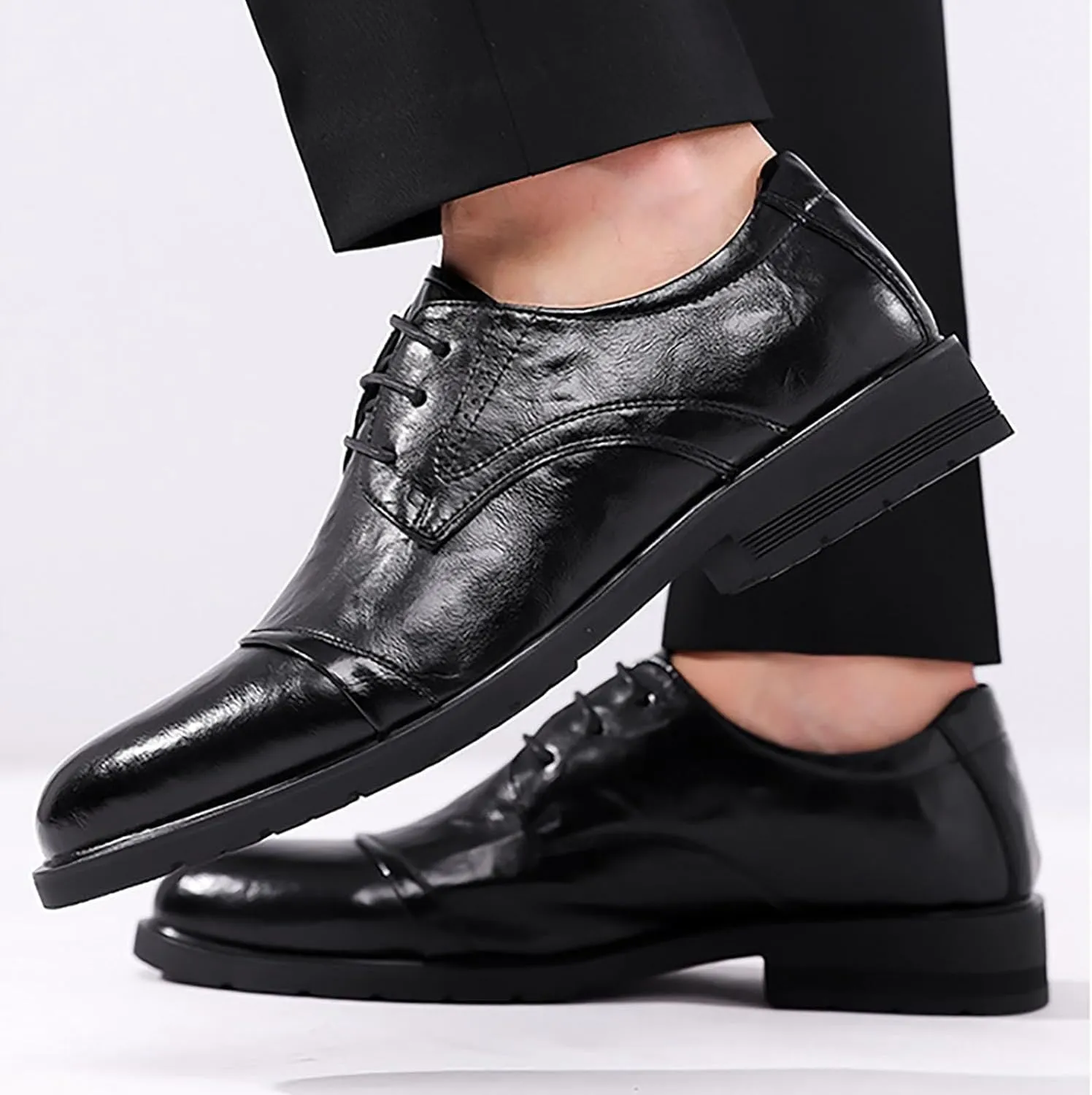Men's Dress and Casual Leather Shoes Low-Cut Business Oxford Comfortable and Breathable Ideal for Office Events, Gentleman's Choice