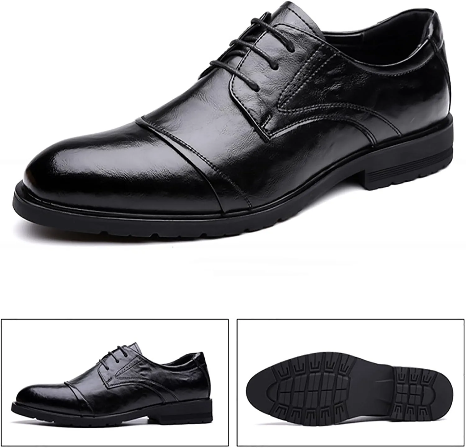 Men's Dress and Casual Leather Shoes Low-Cut Business Oxford Comfortable and Breathable Ideal for Office Events, Gentleman's Choice