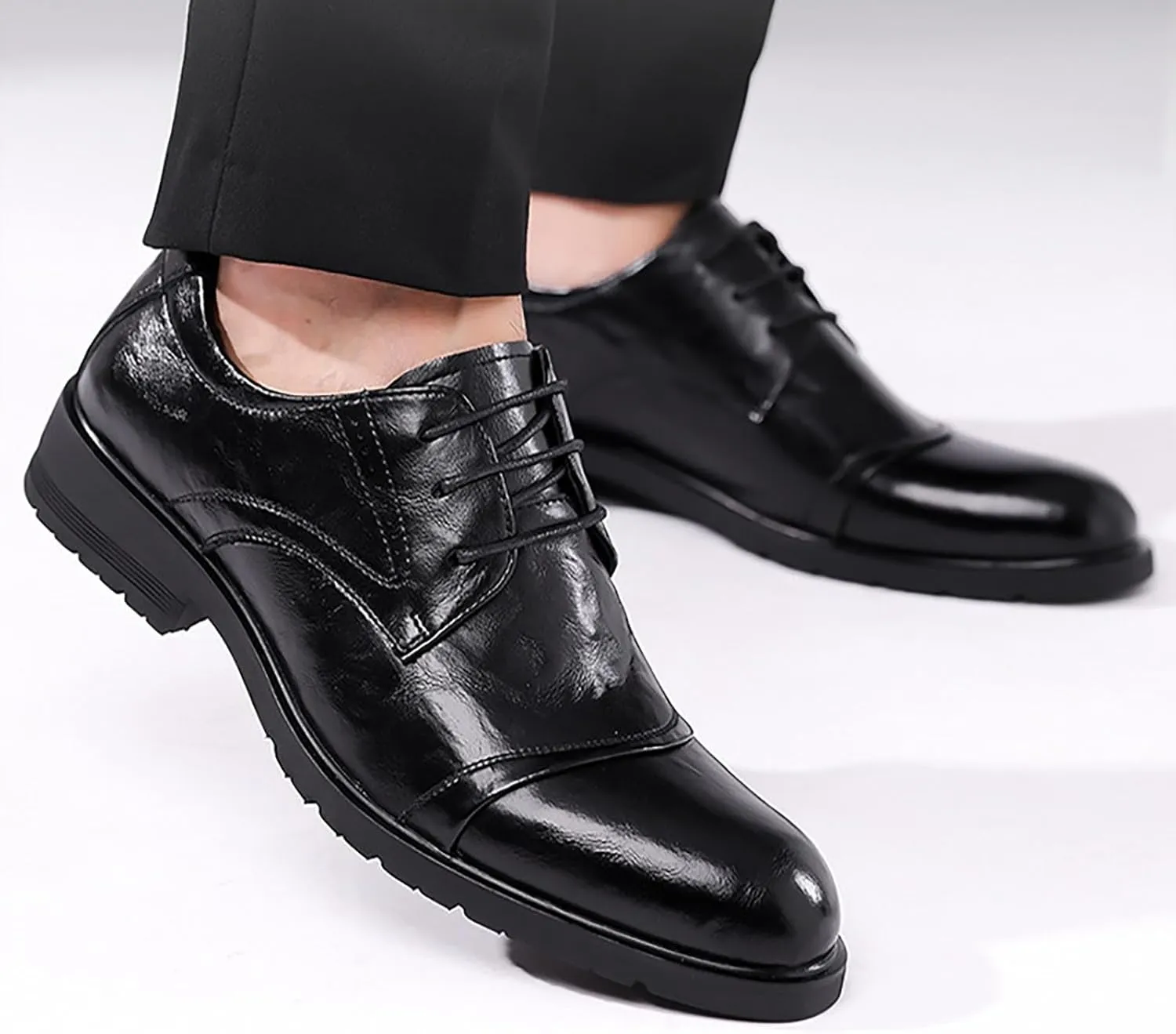 Men's Dress and Casual Leather Shoes Low-Cut Business Oxford Comfortable and Breathable Ideal for Office Events, Gentleman's Choice