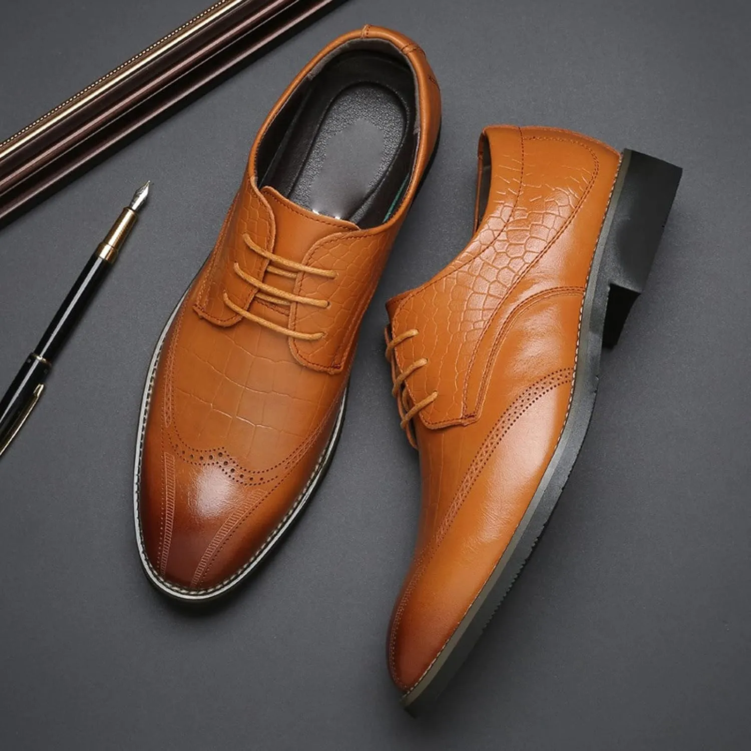 Mens Dress Shoes White Men's Casual Dress Shoes Oxford pu Leather Dress Shoes Party Gentlemen(White,11)