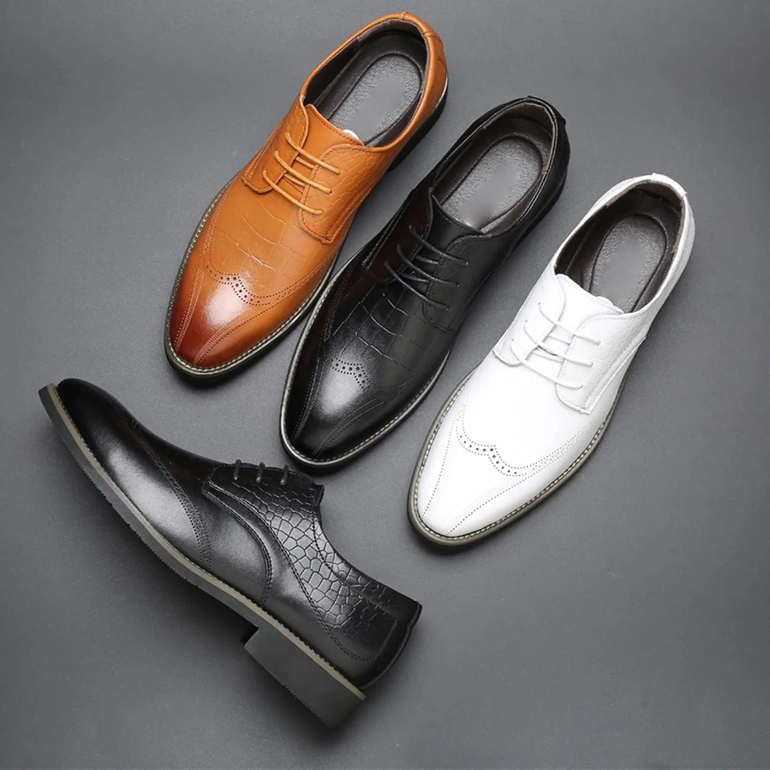 Mens Dress Shoes White Men's Casual Dress Shoes Oxford pu Leather Dress Shoes Party Gentlemen(White,11)