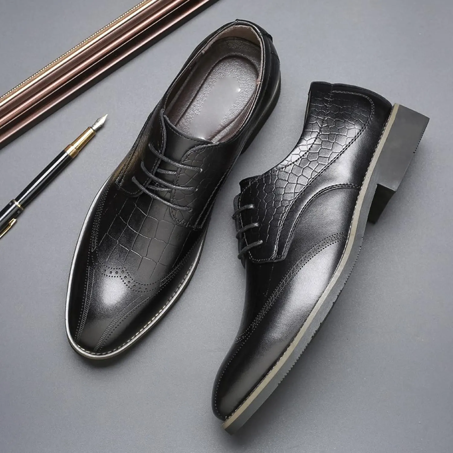 Mens Dress Shoes White Men's Casual Dress Shoes Oxford pu Leather Dress Shoes Party Gentlemen(White,11)