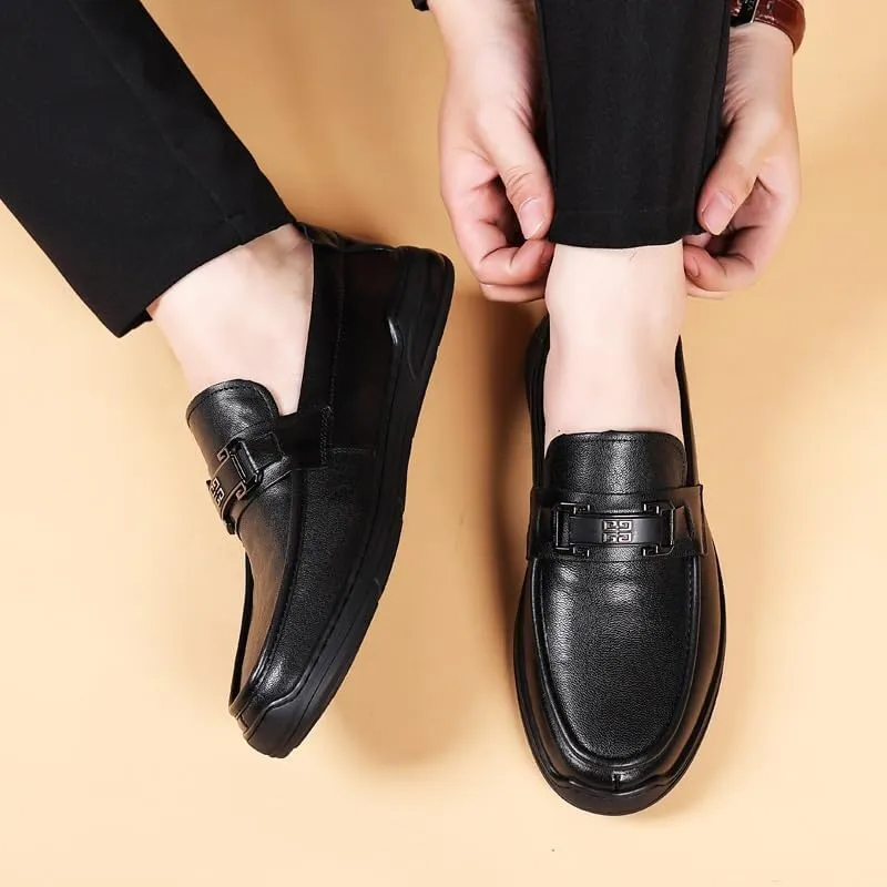 Mens Leather Dress Casual Shoes Slip on Loafer Leather Formal Business Casual Comfortable Formal Shoes