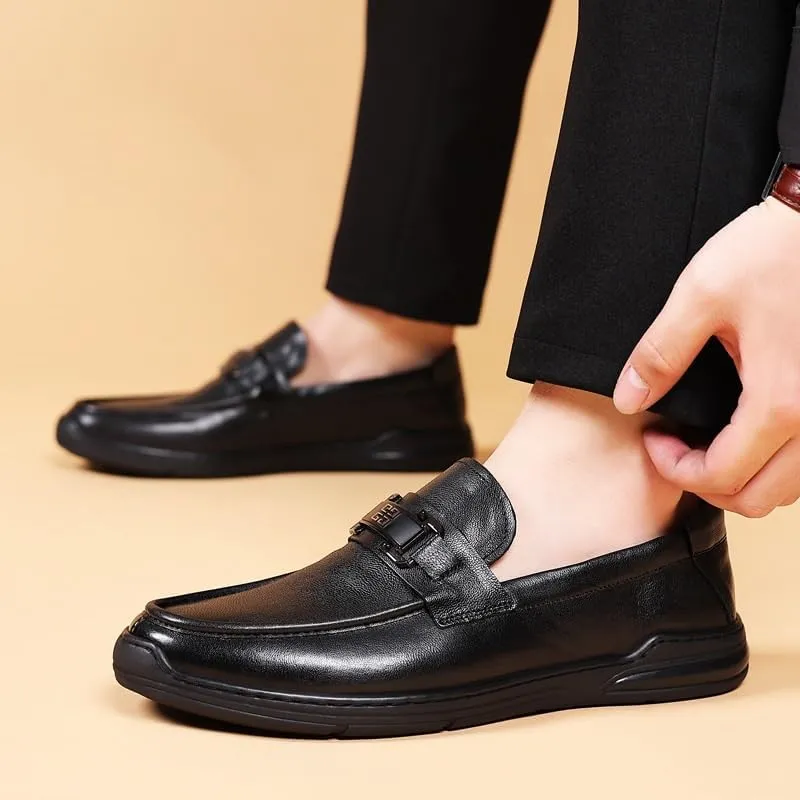 Mens Leather Dress Casual Shoes Slip on Loafer Leather Formal Business Casual Comfortable Formal Shoes